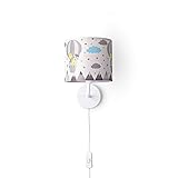 Paco Home Lampe Kinderzimmer Babyzimmer Wandlampe Mit Stecker Schalter Heißluftballon Wolken Tiere Kabel 3m E14, Lampenart: Wandleuchte - Weiß, Leuchten Farbe/Größe: Creme (Ø18 cm)