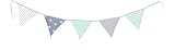 ULLENBOOM ® Wimpelkette Kinderzimmer Mint Grau (Made in EU) - Baby & Kinder Stoff Wimpel Girlande: 1,90 m, mit 5 Wimpeln, Kinderzimmer Deko Wimpelgirlande mit Motiv: S