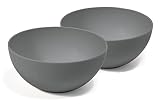 TYMAR Blumenschale, 2er-Pack, Grabschale, Pflanzschale, runde Schale, Kunststoff, Pflanztopf, Pflanzkübel (Anthrazit, ø 23 cm)