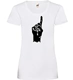 erhobener Zeigefinger Frauen Lady-Fit T-Shirt Weiß XS