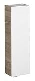 FACKELMANN Hängeschrank Luxor/Badschrank mit Soft-Close-System/Maße (B x H x T): ca. 20 x 68 x 16 cm/Schrank fürs Badezimmer mit 1 Tür/Türanschlag rechts/Korpus: Braun hell/Front: Weiß