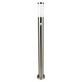 Außen-Garten-Steh-Leuchte OSLO mit Bewegungsmelder Edelstahl Kunststoff-Schirm weiß E27 H: 100cm Wege-Stand-Lampe (Einzeln mit Sensor)
