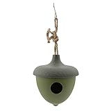 Point-Virgule Nistkasten für vögel, Vogelhaus zum aufhängen, Eichel, grün, 16x16x19