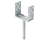 TRIBECCO® U-Pfostenträger 0-160 mm Breitverstellbar Pfostenträger mit Betonanker Pfosten zum Einbetonieren Bodenhülse Verzinkt Stange 200