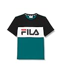 FILA Unisex Teens Marina Blocked Tee T-Shirt, Storm-Black-Bright White, 170/176