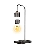 Floatidea Levitating Light Bulb with Wireless Phone Charger Plastic Black Base Elektromagnet Floating Lamp Anti-Gravity LED Night Light Table Lampen Kit Bedroom Dekoration Office G