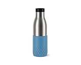 Emsa N31107 Bludrop Sleeve Trinkflasche | 0,5 Liter | 100 % dicht | Quick-Press Verschluss | Ergonomischer 360° Trinkgenuss |12h warm, 24h kühl | spülmaschinenfest | Edelstahl | Aqua-B