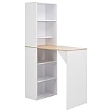 Nicoone Stehtisch Esszimmertisch Schreibtisch Ausziehtisch Küche Beistelltisch Bartisch mit Schrank Weiß 115 x 59 x 200