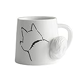 HAPED 350 ml Tasse mit Tiermotiv, Katze, Welpe, Kaninchen, Schwanz, Kaffeetasse, Geschenk für F