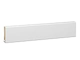 KGM Sockelleiste Modern – Weiß folierte Fußbodenleiste aus Fichte Massivholz – Maße: 2500 x 16 x 58 mm – 1 Stück