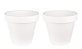 2X Blumentopf Ø 58 cm aus Kunststoff - Weiß - Pflanztopf Containertopf Übertopf Pflanzkübel rund - Drainage-Möglichk