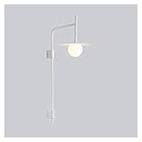 Wandlampen 31.4 'H minimalistische Wandleuchte Modernes Wohnzimmer-Korridor Gang-Wandlampe mit rundem Glas Lampenschirm Einfache Schlafzimmer Nachtwandlampe Beleuchtungsleuchte ( Color : White )