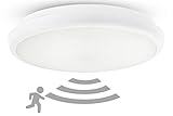 HUBER HML 21 HF LED Leuchte mit Bewegungsmelder 360° für innen und außen I 21W 2000 lm Deckenlampe mit Bewegungsmelder I IP54 I Deckenleuchten Lamp