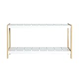 Lastdeco Mehrzweck-Schuhschrank, Holz, Regal, Schuhschrank, Schuhschrank, Flur, 2 Einlegeböden, abnehmbar, nordischer Stil, Weiß und Natur, 74 x 30 x 35