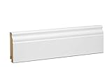 KGM Hamburger Sockelleiste Altberliner Profil – Weiß folierte MDF Fußbodenleiste – Maße: 2500 x 19 x 80 mm – 1 Stück