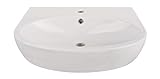 Calmwaters® - Modern Small 2 - Waschbecken mit 60 cm Breite in abgerundeter Form aus Keramik mit Überlauf zur Wandmontage - 05AB2290