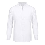 ZAIZAI Herrenhemden Sommerwäsche Feste Langarm Männliche Bluse Top Komfortable Bettwäsche Hemden Männer Tops Bluse (Color : White, Size : XXL code)