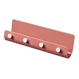 DMJSLM U-Förmiger Nagelfreier Wandstätte Mit 4 Haken Aufbewahrungsstangenhaken-Rack-Veranda-Tasten-Taschenhaken,Coral pink
