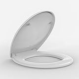 CYRRET weißer Oval Kunststoff-Toilettensitz mit Absenkautomatik- und schneller Abnehmen-Funktion, einfach zu installieren und zu reinigen,