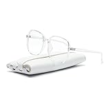 KOOSUFA Mode Groß Anti Blaulicht Brille Ohne Sehstärke Damen Herren Retro Quadratischer Blaulichtfilter Brille Brillengestelle Computer Gaming Anti Müdigkeit Brillen mit Etui (Durchsichtig)
