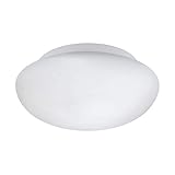 EGLO Deckenlampe Ella, Ø 28 cm, 1 flammige Wandlampe, Deckenleuchte aus Stahl und Glas in Weiß, Opal matt, Wohnzimmerlampe, Küchenlampe, Bürolampe, Flurlampe Decke, E27 Fassung