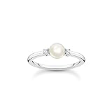 THOMAS SABO Damen Ring Perle mit weißen Steinen Silber 925 Sterlingsilber TR2370-167-14