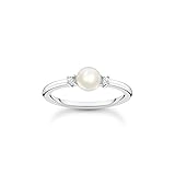 THOMAS SABO Damen Ring Perle mit weißen Steinen Silber 925 Sterlingsilber TR2370-167-14