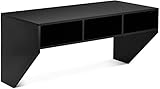 GIANTEX Wandtisch mit 3 Ablageflächen, Wandschrank Schreibtisch aus Holz, Computertisch Arbeitstisch Wandmontage, Bürotisch für PC Computer platzsparend, einfache Montage108 x 53 x 52 cm (schwarz)