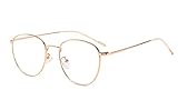 Damen Blaulichtfilter Brille Ohne Stärke Anti-Müdigkeit UV-Schutz Computerbrille Retro Rund Metallgestell Brillenfassung Blue Light Blocking G