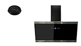 respekta Umluftset_CH88090SA+MIZ1000 Dunstabzugshaube Schräghaube kopffrei schwarz 90 cm + Aktivk