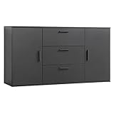 mokebo® Sideboard 'Die Elegante' in Grau BZW. Schwarz, große Kommode, Highboard oder Anrichte, Made in Germany | 150x81x34 (B/H/T in cm) |