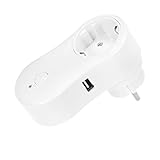 IKAYAAA Smart WiFi Steckdose EU Typ E mit USB-Anschluss Fernbedienung mit Smartphone von überall Timing-Funktion, Sprachsteuerung Kompatibel mit Amazon Alexa & Google Home IFTTT