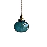 HSCW Nordic Modern Glass Ball Pendelleuchten Leuchten Schlafzimmer Badezimmer Spiegel Licht Japan Style LED Kronleuchter Hanglamp Edison Bulb (Blau/Grün/Transp