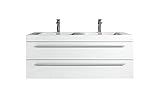 Badezimmer Badmöbel Set Rome 120cm Hochglanz Weiß - Unterschrank Schrank Waschbecken W