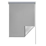 Lospitch Verdunkelungsrollo ohne Bohren Klemmfix 100% Polyester 40cm x 160cm Grau Verdunklungsrollo Fensterrollo Rollo Seitenzugrollo Klemmrollo für Fenster & Tü
