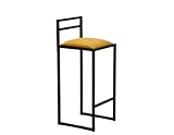 Loris Barhocker mit Lehne - Bar Hocker- Stool - komplett Küche - Extra Hoch - Metall - Bar & Kitchen - Möbel - Kücheninsel - Deko (Gelb, 84 cm)