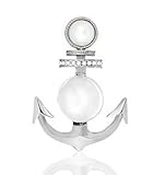 Treend24 Damen Magnet Brosche Anker Perle Silber Schal Clip Bekleidung Magnetbrosche Poncho Taschen Stifel Textilschmuck Eule H