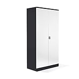 Schrank & Stuhl XXL Werkzeugschrank – Werkstattschrank mit Vier höhenverstellbaren Fachböden, Stahlschrank für Werkzeuge, 195 x 92 x 60 cm (H x B x T), Schwarz/Weiß