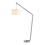 Stehlampe mit hängender Trommelschatte, einfaches Design schwarz hohe Pfostenlampen mit Fußschalter, hohe Standardbeleuchtung für Wohnzimmer Schlafzimmer Büro lesen (Farbe: Stil-Weiß Lampenschirm) (