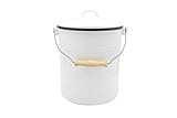 Mülleimer mit Deckel emailliert, weiß, 10 L