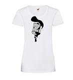 Retro Micro mit Elvis Tolle Frauen Lady-Fit T-Shirt Weiß L - shirt84