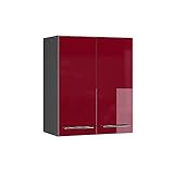 Vicco Hängeschrank 60 cm Küchenschrank Hängeschrank Küchenzeile Fame-Line (Bordeaux Hochglanz)