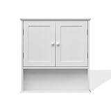 Rebecca Mobili Badezimmer Hängeschrank, MDF, Weiß, 2 Türen, 1 Fach, Hängend, Make-Up Spender - Maße: 58 × 56 × 12 cm (HxBxT) - Art. RE6679