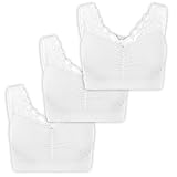 UnsichtBra Spitzen Bustier Damen BH ohne Buegel | 3er Set Wohlfühl Bustiers Tops mit feiner Spitze | Bügelloser Soft Bra | Schlaf Still Büstier (l_www)(L)
