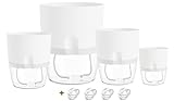 Hydrox® Küchenkräuter Blumentopf | Pflanzentopf mit Selbstbewässerung und Wasserspeicher | 4er Set Weiß, Ø 23,5 Groß - 10,5 cm Klein | Ideal als Kräutertop