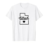 Utah State Outline Vintage Love America Home Dark T-S