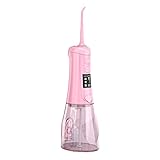 MOSHUO Kabellose Wasser-Flosser für Zähne, Zahnseide Munddusche Professionelle Tiefenreinigung, Tragbar IPX7 Wasserdicht 3 Modi Mit 350ML Abnehmbarem Wassertank USB Recha Pink