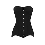 Überbrustkorsett für Damen, langer Torso, Stahlstäbchen, Taillenmieder, Oberteil, Mode, Schnürung, Bustier, Oberteil, Outwear, Kostüme, Schwarz , 54