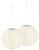 Lunartec Gartenlampion: 2er Set Solar-LED-Lampions, Dämmerungs-Sensor, IP44, warmweiß, Ø 30 cm (Gartenlampion Solar)