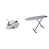 Braun CareStyle 5 Dampfbügelstation IS 5145 WH – Dampfbügeleisen mit FreeGlide 3D Bügelsohle 2 l Wassertank, blau/weiß & Bügeltisch IB3001 BK – Bügelbrett 122 x 40 cm, schwarz/g